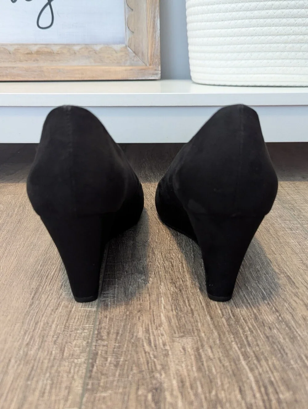 Target Black Suede Wedge Pumps Heels Size 8.5